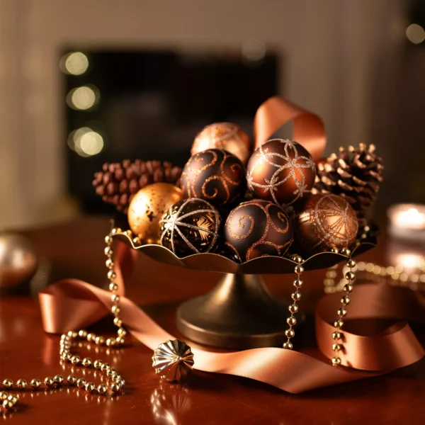 Fusionfindsllc 35ct 2.36 inches Luxurious Copper Gold Christmas Ball Ornaments