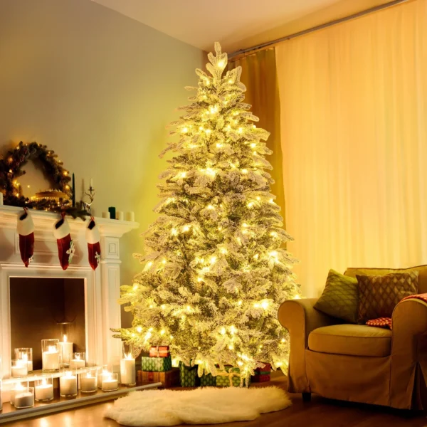 Fusionfindsllc 6ft Pre-Lit Snow Flocked Artificial Christmas Tree - Image 3